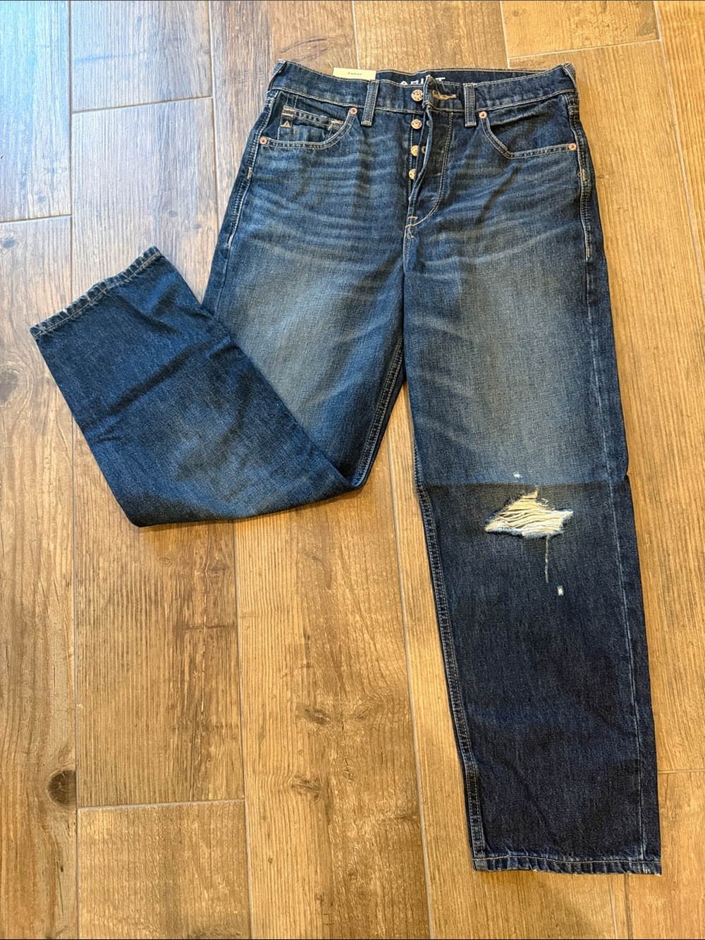 Ariat Dark Blue Distressed Straight-Leg Jeans